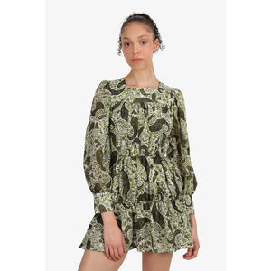 Ciao Lucia Green/White Tie Dye Paisley Print Alessandra Dress